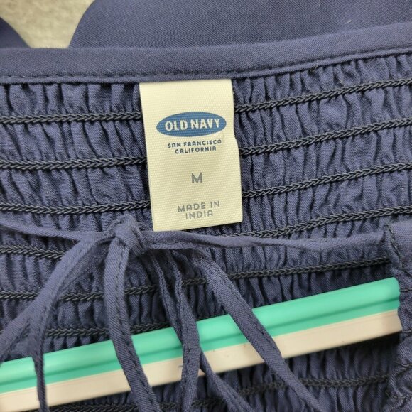 Old Navy Dress Womens Medium Blue Long Sleeve Smocked Chambray New - Picture 9 of 16